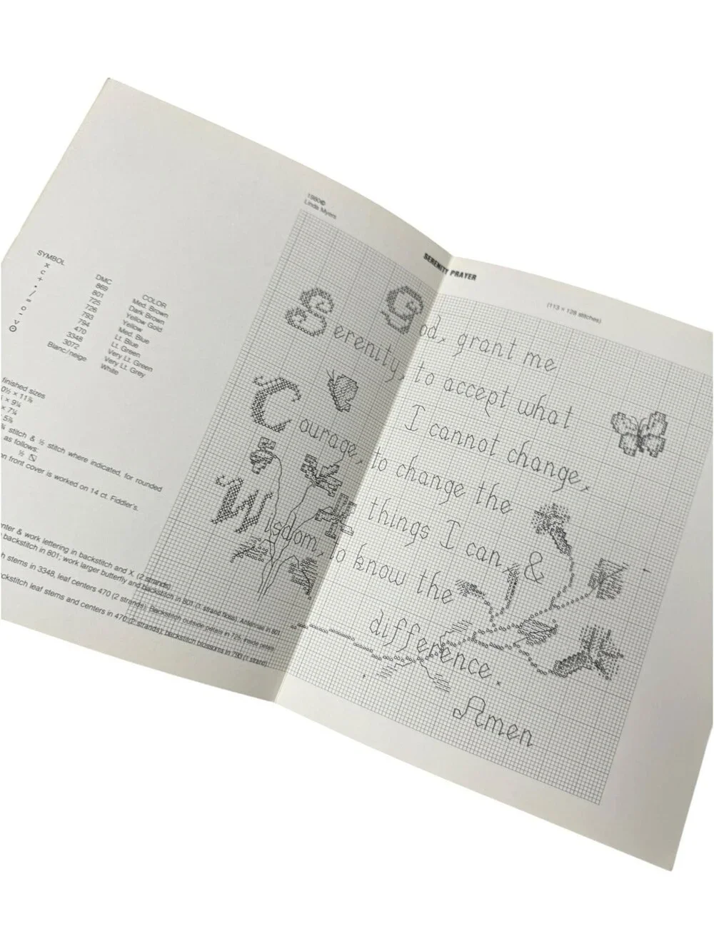 Serenity Prayer Cross Stitch Pattern Leaflet by Linda Myers